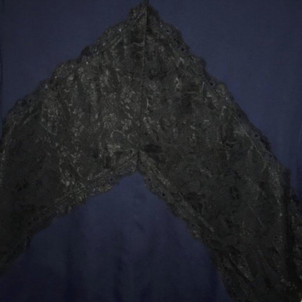 LOFT long sleeve shirt navy with lace accent LP - Picture 6 of 6